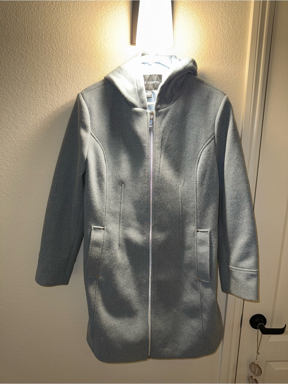 Vince Camuto Hooded Pea Coat in Light Blue-Gray
